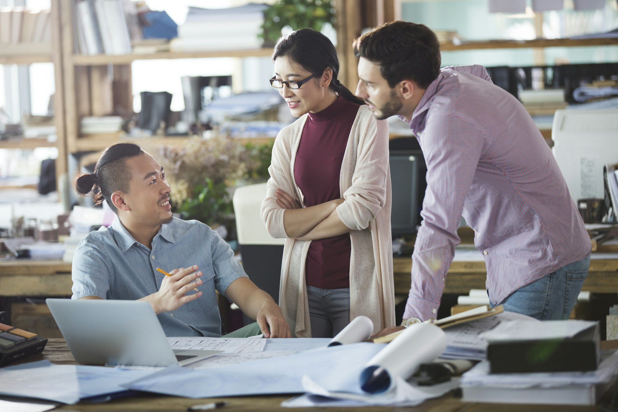 Architects talking in the office